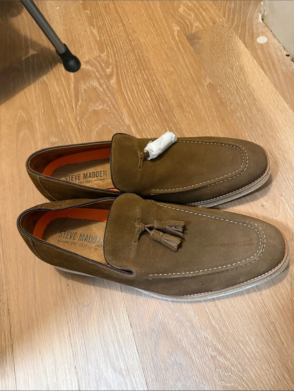 Steve Madden Men's Olive Brown Suede Tassel Loafers